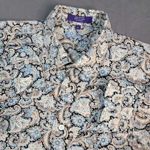 Alan Flusser Paisley Shirt Mens XL Long Sleeve Button Down Multicolored AOP